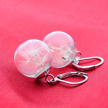 

1Pair Bottle with Real Dandelion Seeds Drop Earrings for Women DIY Handmade drop dangle earring Plant Seeds