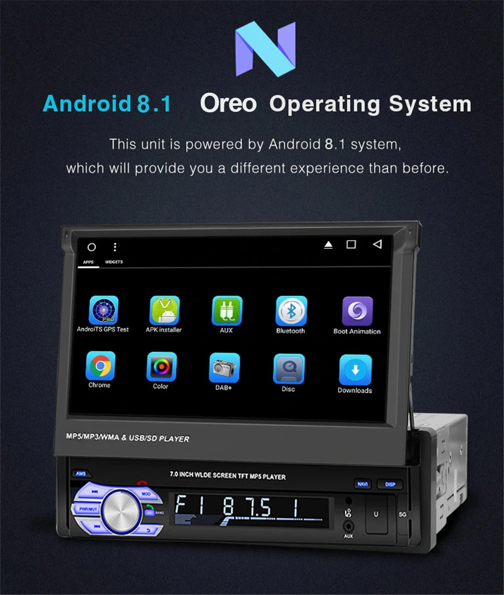 Clearance Android 8.1 Quad Core Autoradio Car Stereo Radio MP5 Player 1 Din 7" Touch Screen Car Multimedia Players FM/AM Radio GPS Navi 2