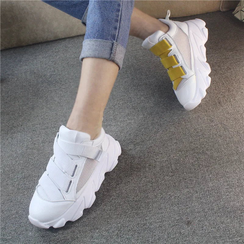 COOTELILI Spring Women Sneakers Breathable Women Flat Platform Shoes Woman Casual Creepers Women Shoes