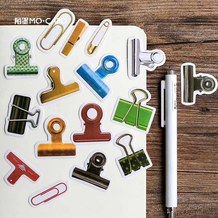 Creative Binder Clip Model Decorative Stickers Set Adhesive