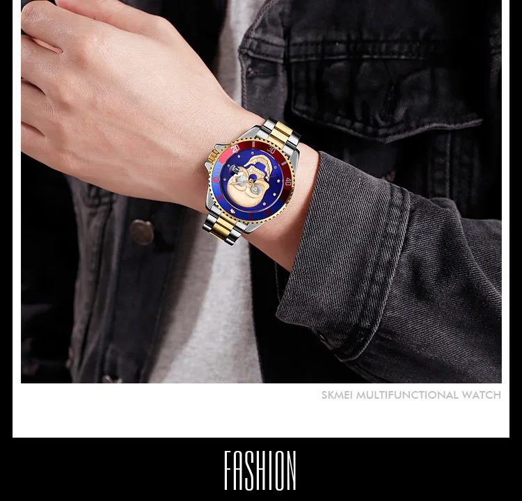 Новинка 9195, мужские креативные кварцевые часы с черепом из нержавеющей стали, водонепроницаемые мужские наручные часы, мужские часы