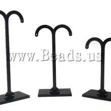 Органические Стекло серьги Дисплей, любовь, ювелирные изделия, дерево, черный, 125x55x29 мм, 105x55x29 мм, 85x55x29 мм, 20 компл./лот