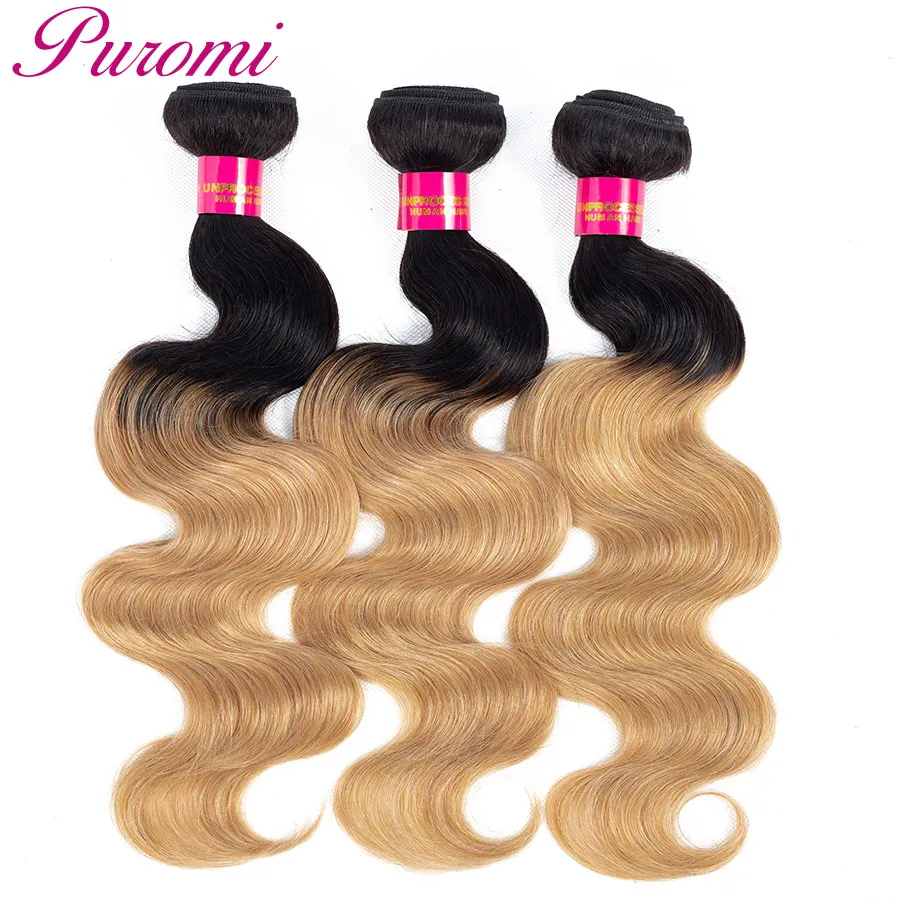 Extensiones de Cabello Puromi paquetes de cabello indio Ombre onda del cuerpo cabello humano 3 paquetes 1 b/27 Remy de dos tonos la armadura del pelo Extensiones de Cabello Puromi paquetes de cabello indio Ombre onda del cuerpo cabello humano 3 paquetes 1 b/27 Remy de dos tonos la armadura del pelo