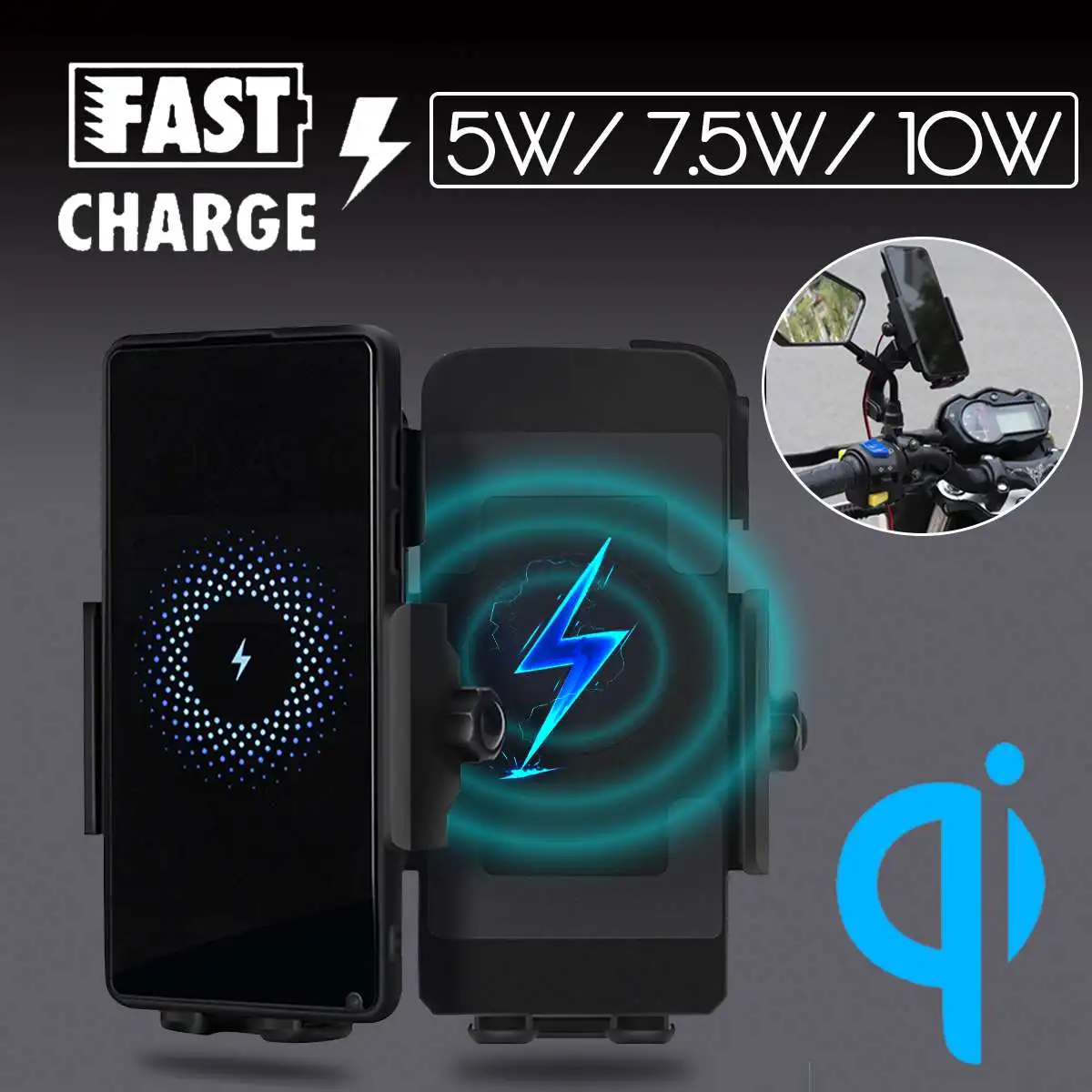 

10W QI Wireless Charger Motorcycle Phone Holder Charger Fast for Samsung For iPhone Cell Phone Holder Motorbike Moto Phone Stand