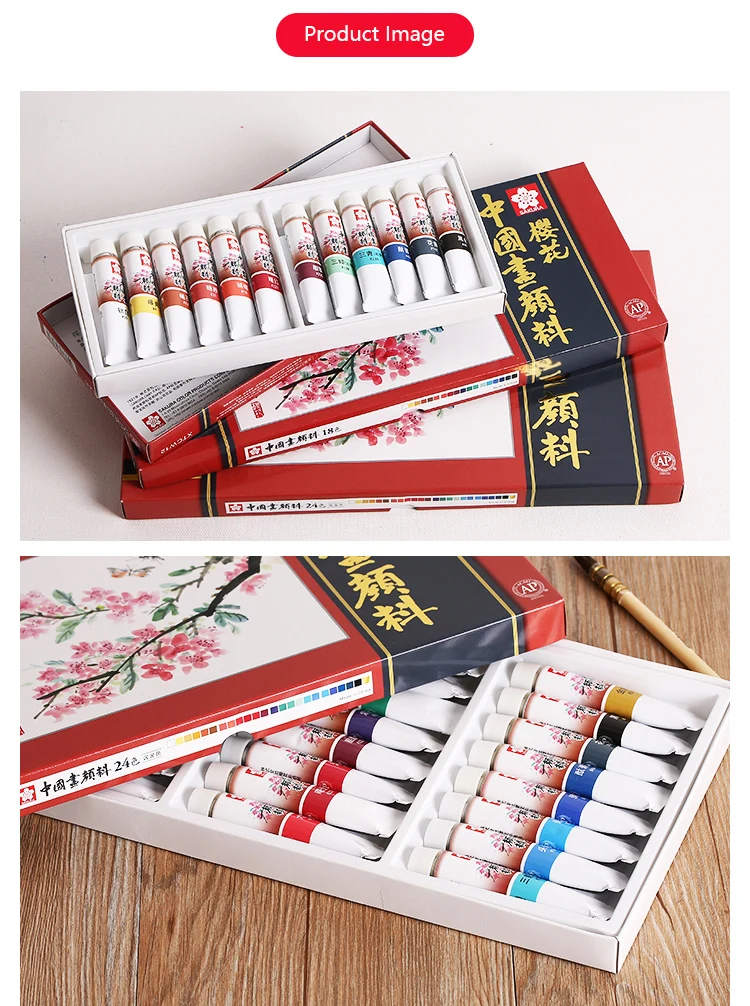 12 e 18 e 24 de Cor Conjunto de Arte Sakura Pintura Pigmentos Pigmentos Pintura Chinesa 12 ml 7 Cheap Tintas a óleo