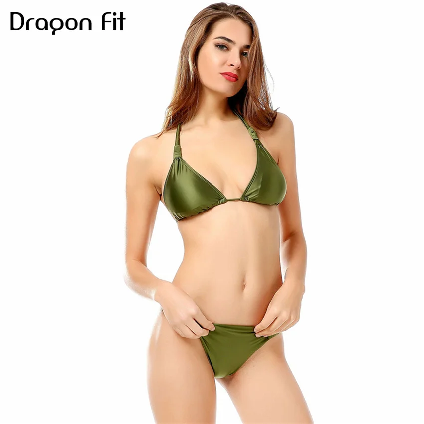 Сексуальное зеленое Бандажное бикини Dragon Fit женское летнее пляжное для дайвинга