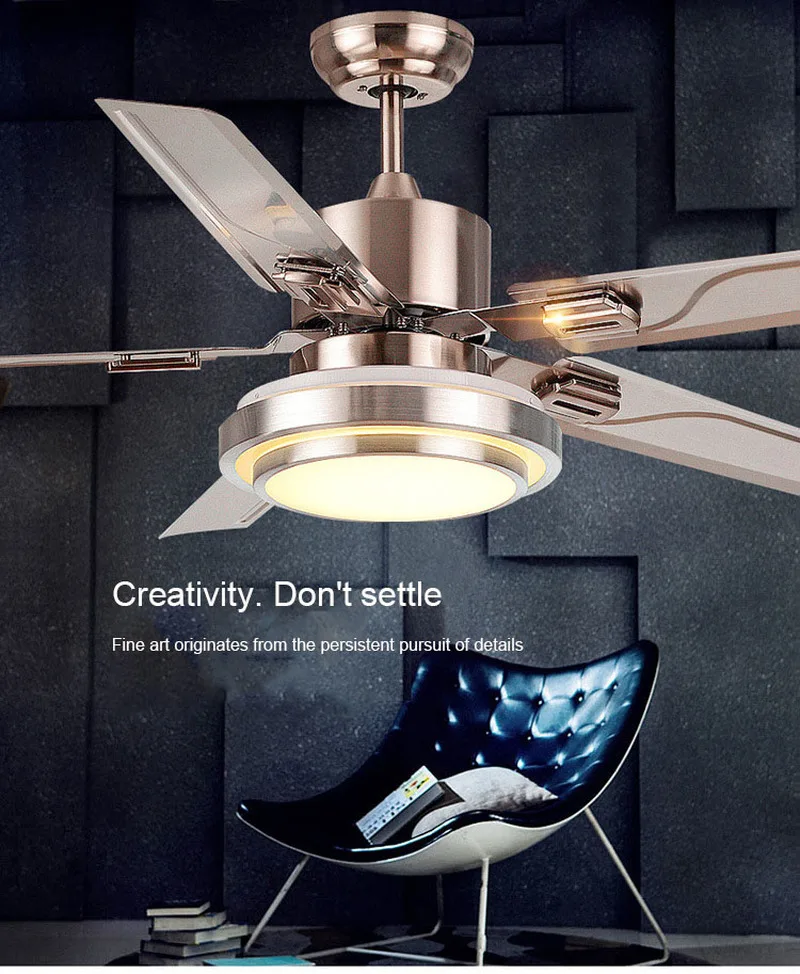 

48 Inch LED Ceiling Fan Light Living Room Fan Light Simple Modern Electric Fan Light with LED Home Fan light