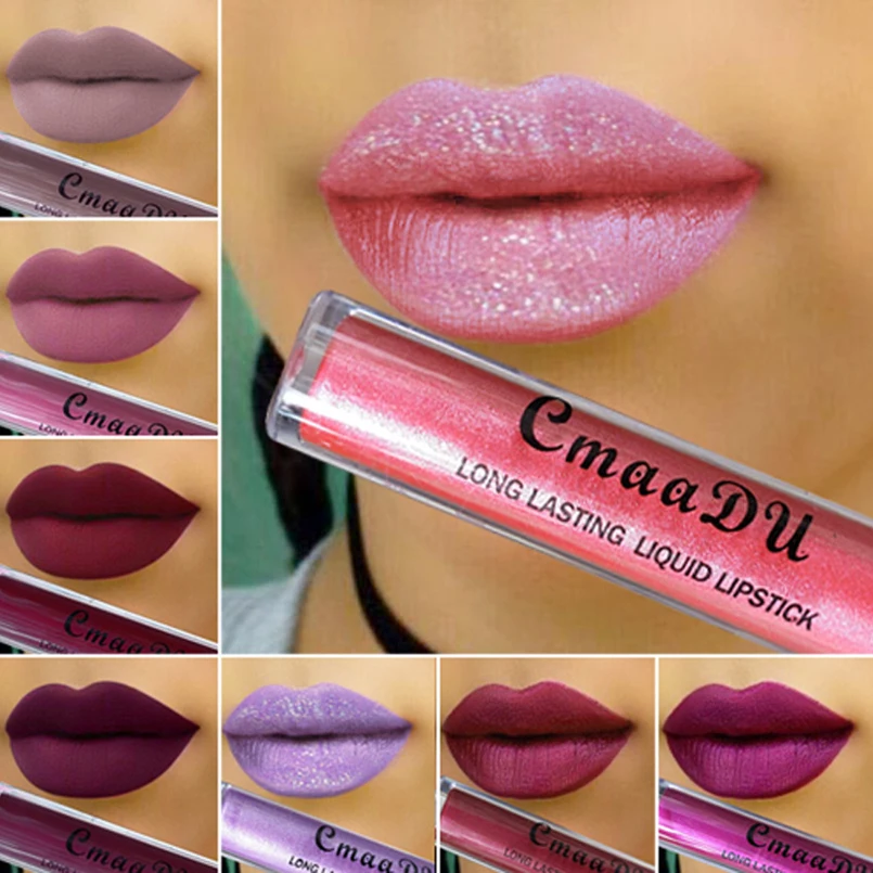 

CMAADU 16 Colors Glitter Shimmer Lip Gloss Liquid Lipstick Beauty Sexy Batom Long Lasting Lip Tint Waterproof Lipgloss Maquiagem