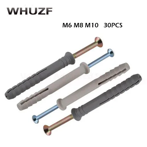 

Free shipping M6/8/10*L Plastic expansion screw percussion expansion bolt M6 M8 M10 plastic expansion nail Ground nail fixation