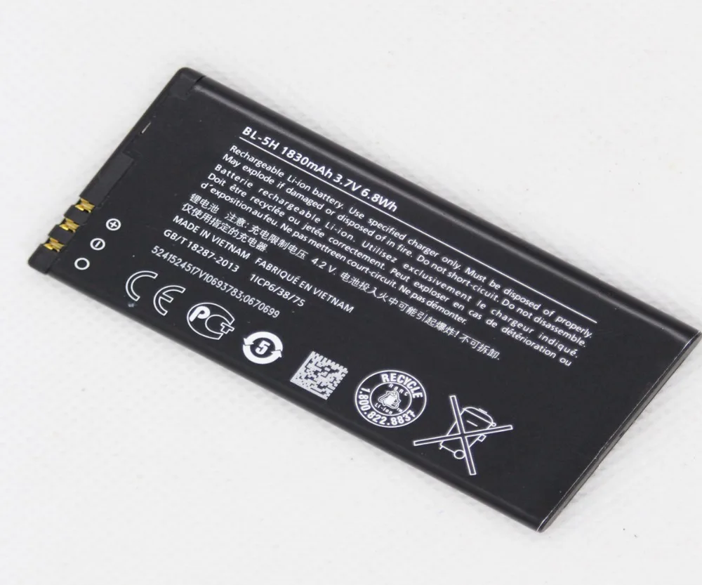 

5pcs/lot 1830mAh BL-5H battery for Nokia Lumia 630 38 635 636 Lumia630 RM-977 RM-978 BL5H BL 5H Mobile phone Battery