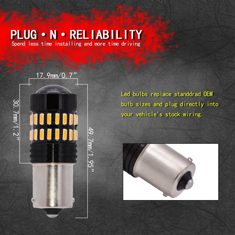 2x P21W Светодиодная лампа для автомобилей 48 Led 4014 SMD супер яркий 1156 Стоп сигнал