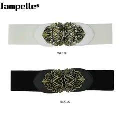 2017 jampelle бренд Для женщин широкий высокий эластичный пояс из искусственной кожи Винтаж женские стрейч Ремни пояс резной пряжкой пояс