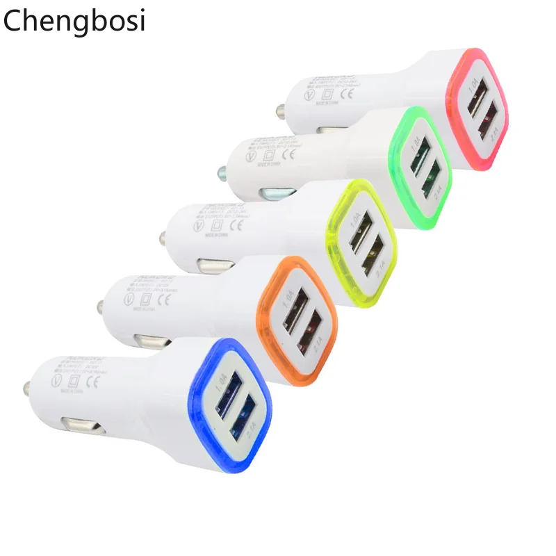 

Hot Selling Car-charger 2.1A LED USB Dual 2 Port Adapter Socket Car Charger for Iphone XS MAX for Samsung Xiaomi Travel Car Kit