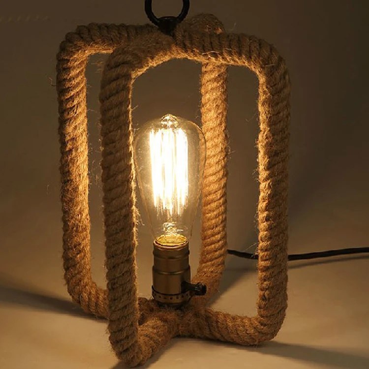 

Hemp Rope Desk lamp American Style Study Room Desktop Decorated Table lamp
