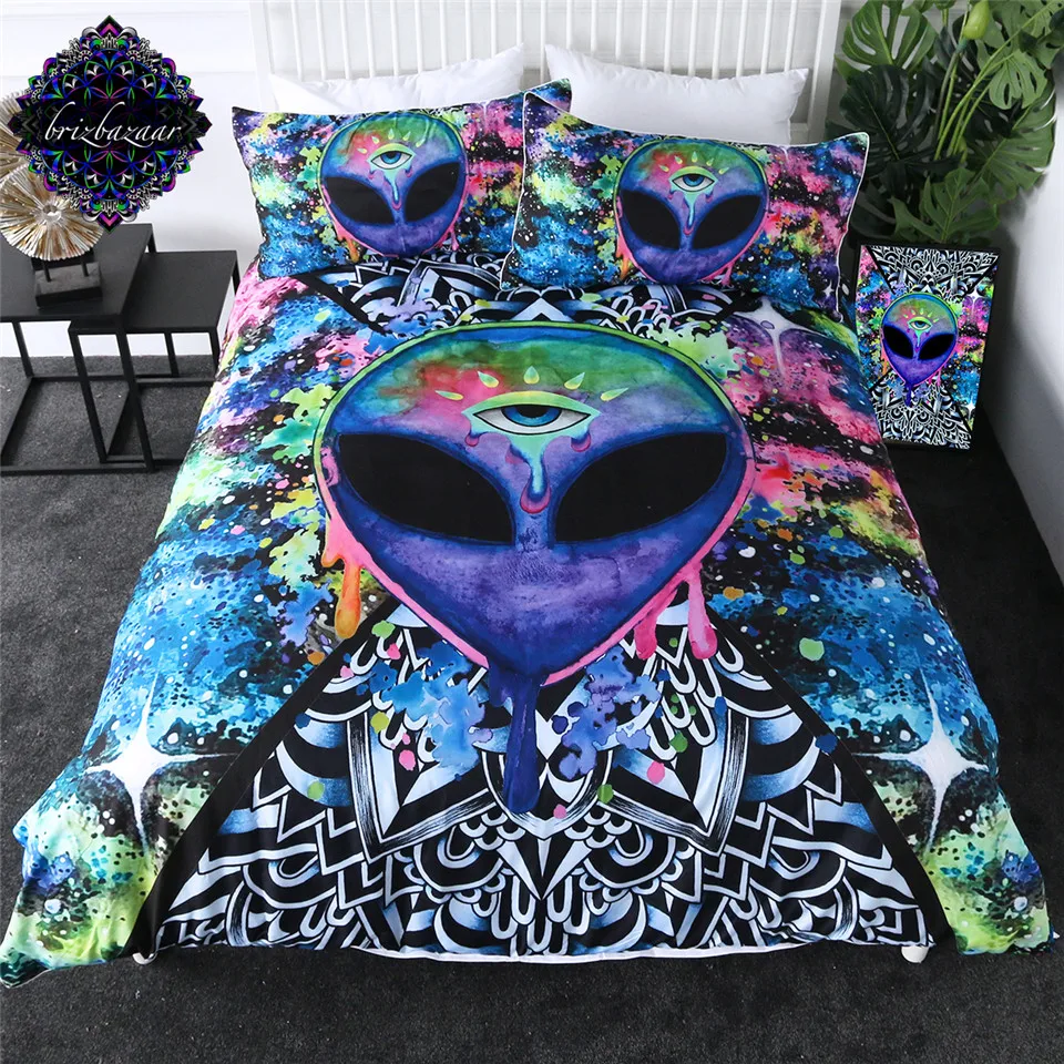 Trippy الغريبة بواسطة Brizbazaar طقم سرير المائية غطاء لحاف طقم سرير العين الثالثة 3-قطعة ماندالا Saucerman المفارش الساخن Trippy الغريبة بواسطة Brizbazaar طقم سرير المائية غطاء لحاف طقم سرير العين الثالثة 3-قطعة ماندالا Saucerman المفارش الساخن