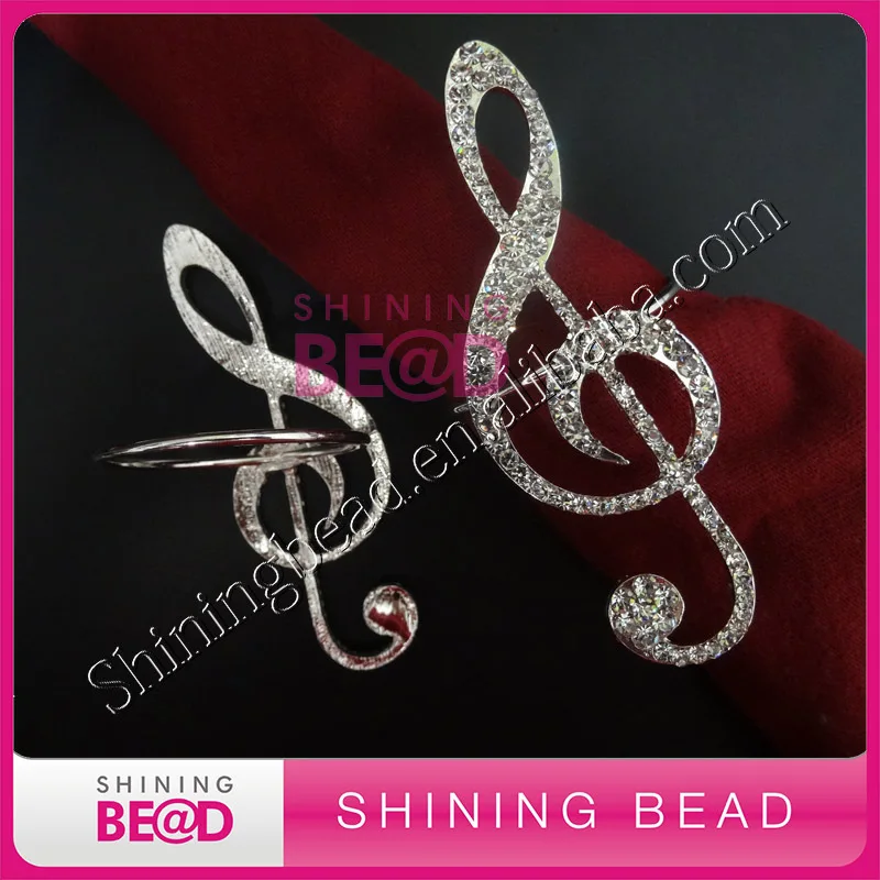 

sliver clear music note rhinestone napkin ring,free shipping,high quality clear rhinestone napkin ring