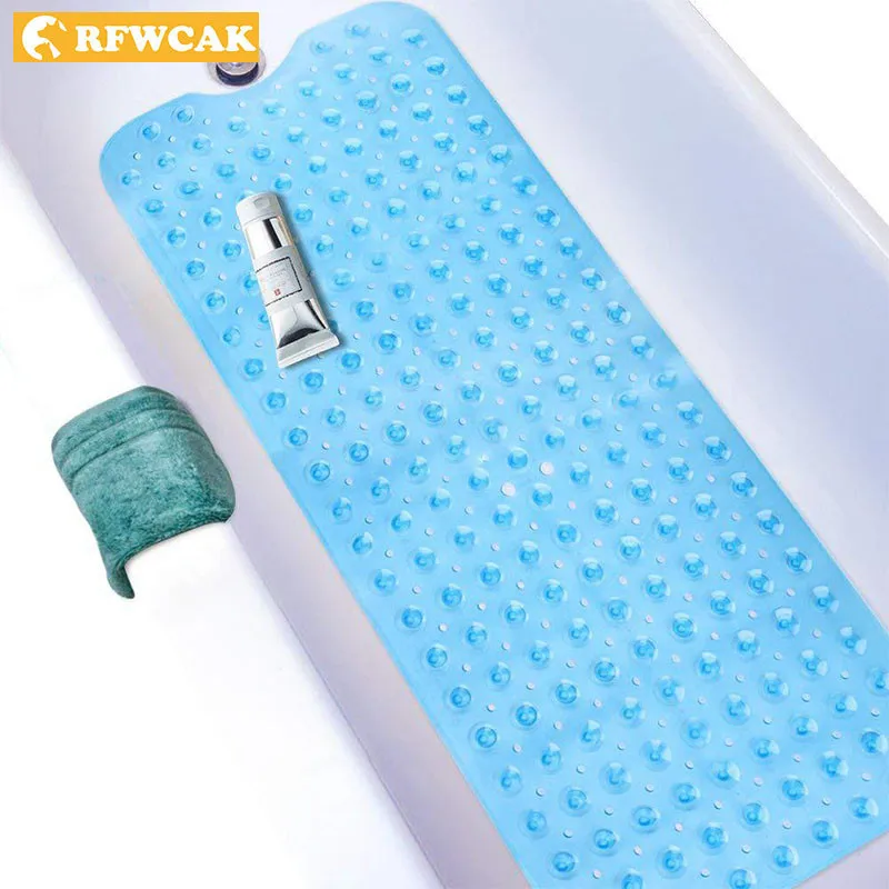 RFWCAK Rectangle 40x100cm PVC Anti-skid Bath Mat Soft Bathroom Massage Suction Cup Non-slip Bathtub Carpet Accessories | Дом и сад
