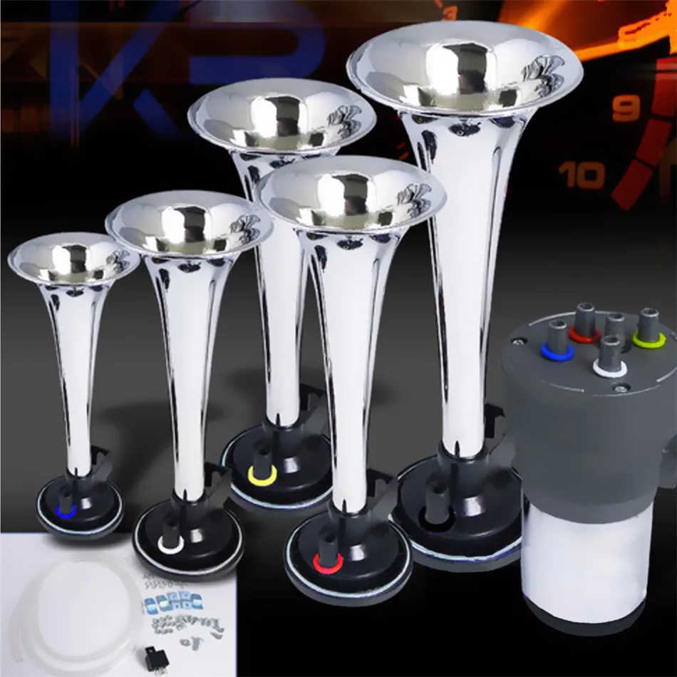 Universal High Quality 5Pcs 125db 12V Silver Trumpet Musical Dixie Duke Hazzard Car Truck Boats Air Horn