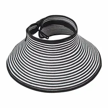 Женская летняя Складная соломенная Солнцезащитная козырек, милая шляпа с бантом в полоску, Повседневная летняя кепка с защитой от ультрафиолета, Женская Большая Выходная шляпа BL5