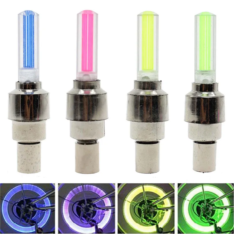 

4pcs Bicycle Mountain Bike Wind Fire Wheels Valve Lamp LED Light Valve Tyre Light Luminous Round