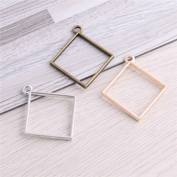 

20pcs 33*36mm Alloy jewelry setting accessories square charms Hollow glue blank pendant tray bezel charms DIY Handmade D6378