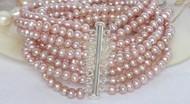 

Hot sell Noble- 431 8" 8row round purple Freshwater pearl bracelet bangle Natural >>free shipping
