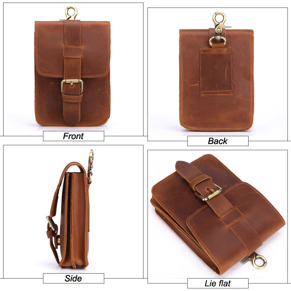 Поясная Сумка из натуральной кожи для мужчин винтажная маленькая забавная