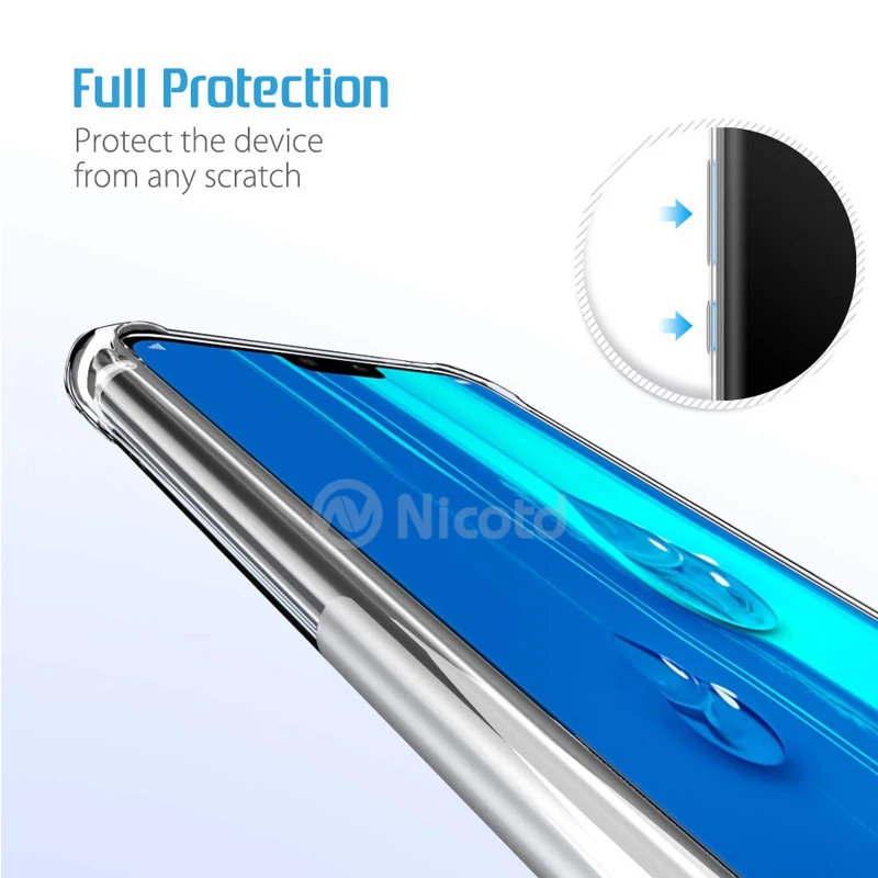 Ультратонкий Мягкий чехол из ТПУ для Huawei Y9 2019 Honor 8C 8X Y5 2018 прозрачные силиконовые