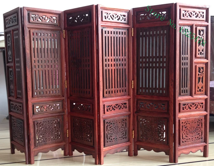 14.75 inci Indah Hand-diukir Cina Boxwood & Skrin Lipat Ukur Hiasan rumah meja kerajinan dekoratif