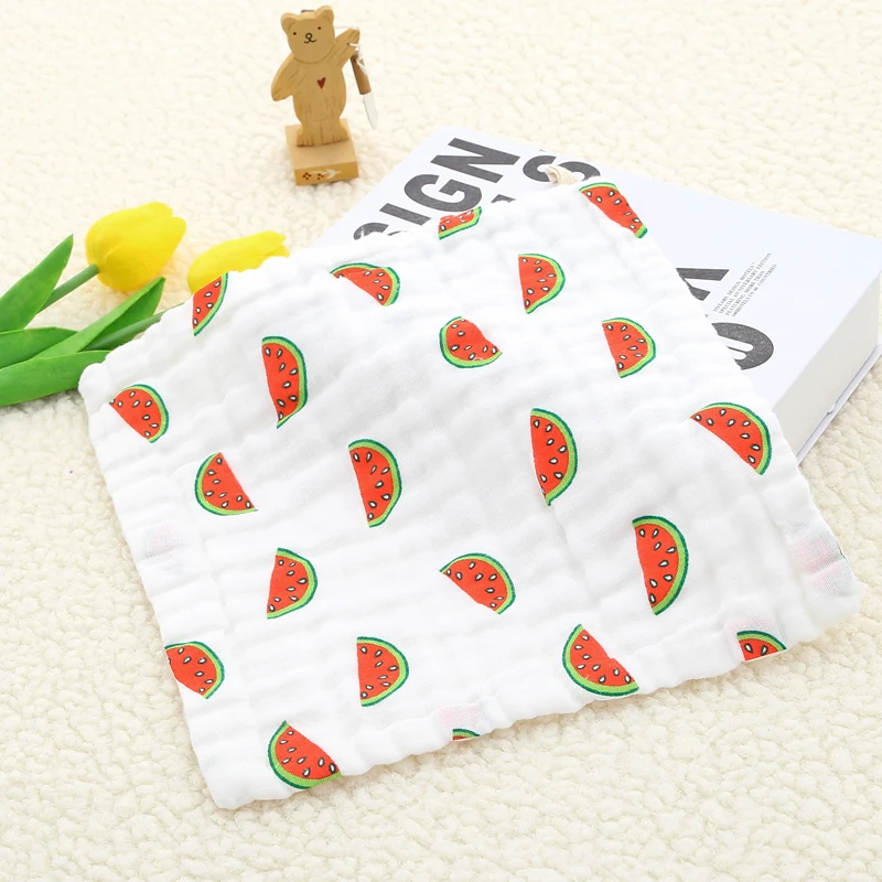 Baby Face Towel 25x25cm 6 Layers Muslin Cotton Soft Baby Towels Handkerchief Bathing Feeding Face Washcloth Wipe Burp Cloths