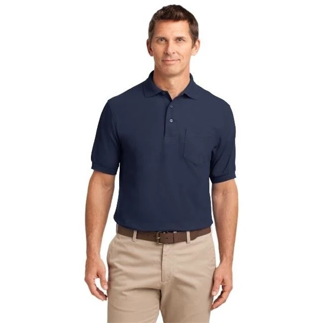 Port Authority TLK500P Mens Silk Touch Polo T-Shirt with Pocket Navy - 4XL Tall