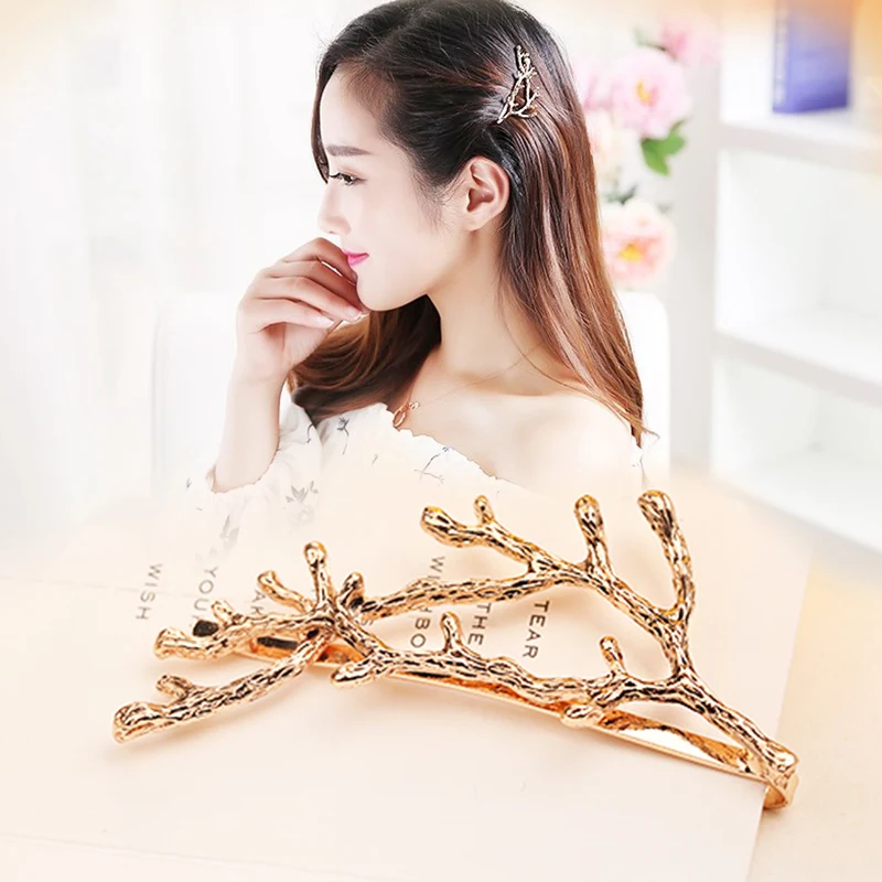 Vintage Gold Silver Tree Hair Clips Metal Tree Branches Barrettes Hairpins Headwear Hair Pins Hair Accessories for Women Girl