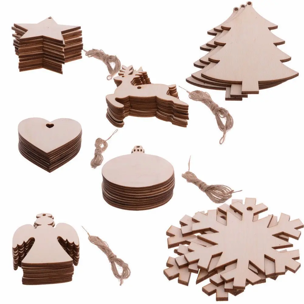 

10Pcs Christmas Wood Chip Tree Ornaments Xmas Hanging Pendant Party Wedding Birthday Decoration Board Arts Crafts Gifts