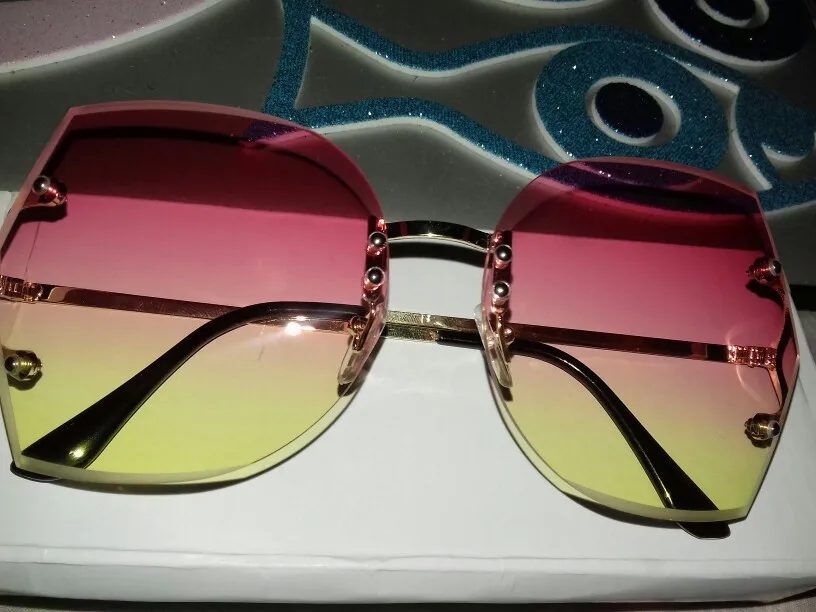 Женские солнцезащитные очки без оправы Винтажные Солнцезащитные с золотыми