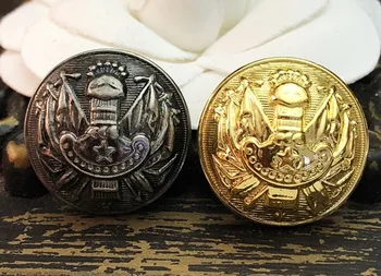 

Wholesale 10 pieces New High-grade gold metal Retro Silver jacket Overcoat Buttons Shirt Cotton coat Button 24mm Free shipping