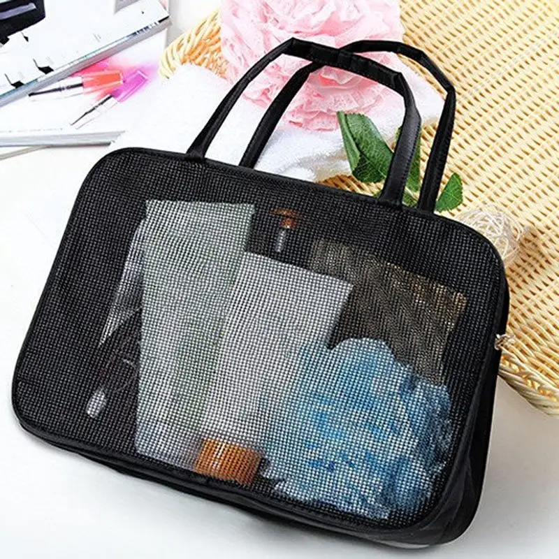 الاستحمام حقيبة التخزين شبكة السفر المنظم حقائب أدوات الزينة التجميل حالة غسل يشكلون حقيبة تخزين قابلة للحمل للحمام