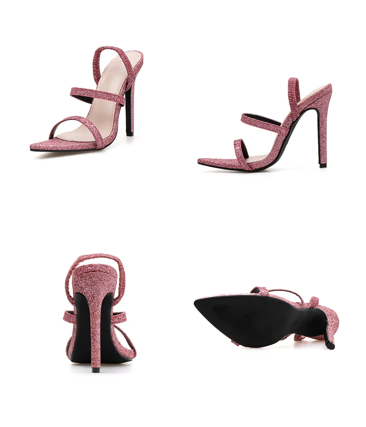 Eilyken/шикарные босоножки на высоком каблуке; пикантные шлепанцы с острым носком; женские босоножки без шнуровки с ремешком на пятке; женская обувь для вечеринок