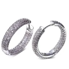 Clásico Nueva Rodio Plateado Pendientes de Gota para Las Mujeres Pendientes Redondos de Alta calidad AAA Cubic Zirconia Níquel Sin Plomo Libre