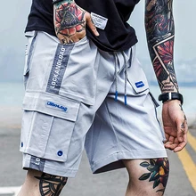Мужские свободные шорты с надписью, мужские шорты с вышивкой, мужские повседневные шорты с карманами в стиле хип-хоп, новые мужские уличные шорты Карго, брюки