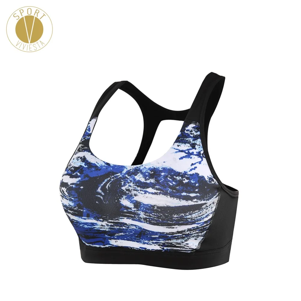

Open Back Patterned Sports Bra Women's Running Yoga Fitness Medium Impact Technical Fit Cutout Wire Free Padded Top Activewear