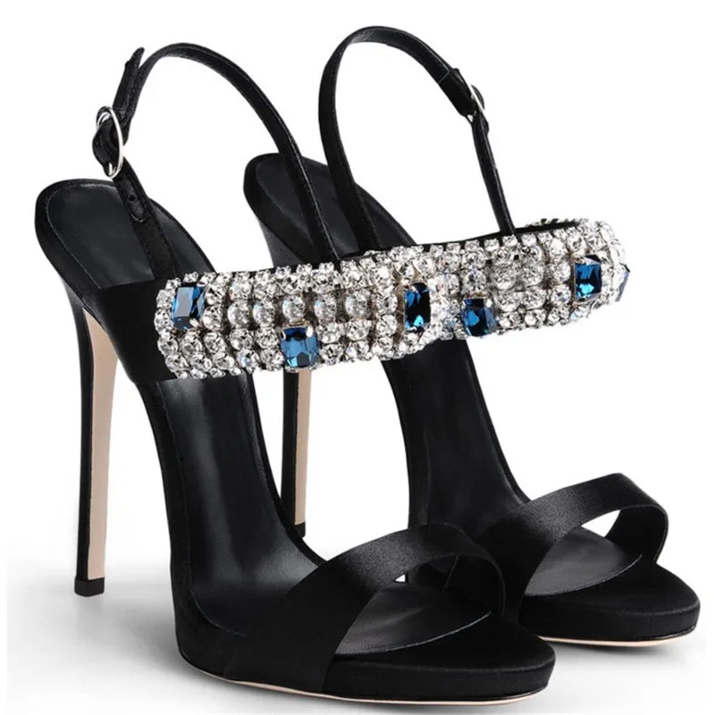 Новинка; Летние сандалии-гладиаторы со стразами; фирменные дизайнерские сандалии на платформе; sandalias Mujer; коллекция года; женская обувь для подиума на высоком каблуке; женская обувь для вечеринок