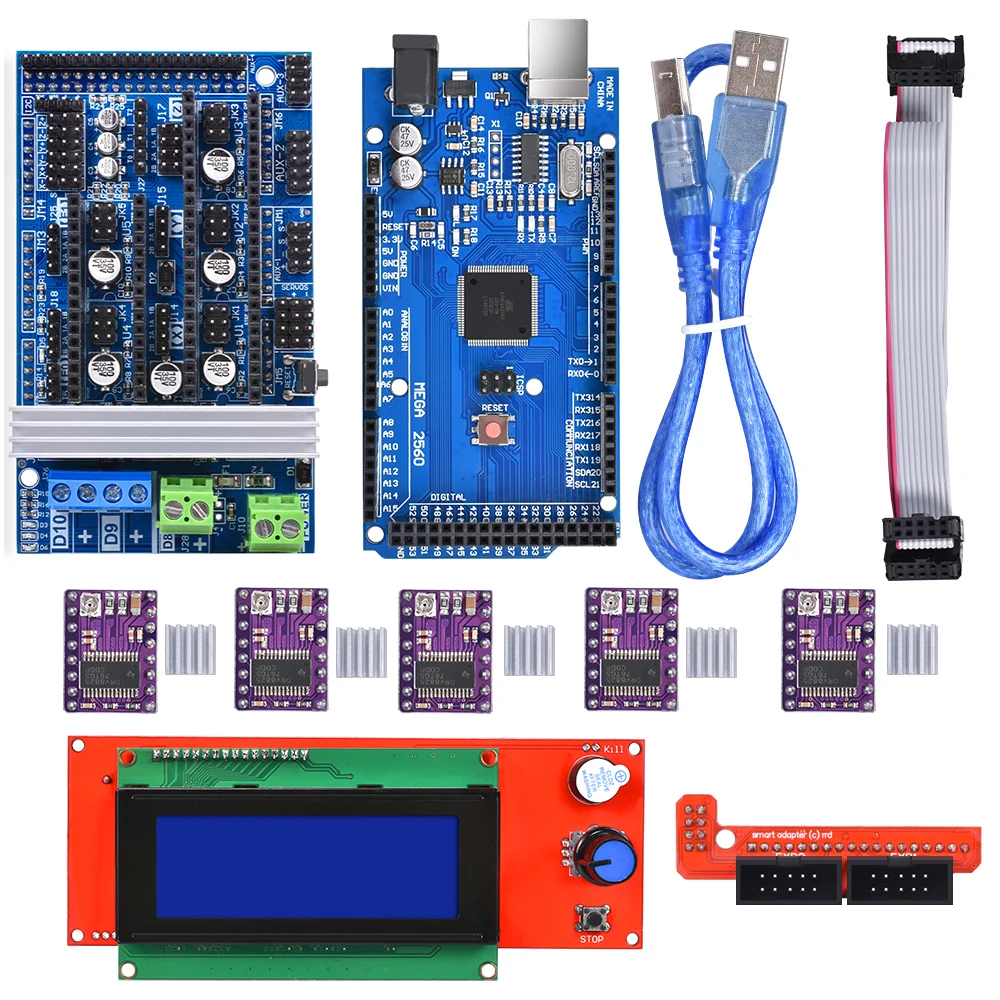 Ramps 1 6 плата обновленная база на 4 5 + Mega 2560 R3 Reprap Mendel 2004 ЖК дисплей DRV8825 Драйвер