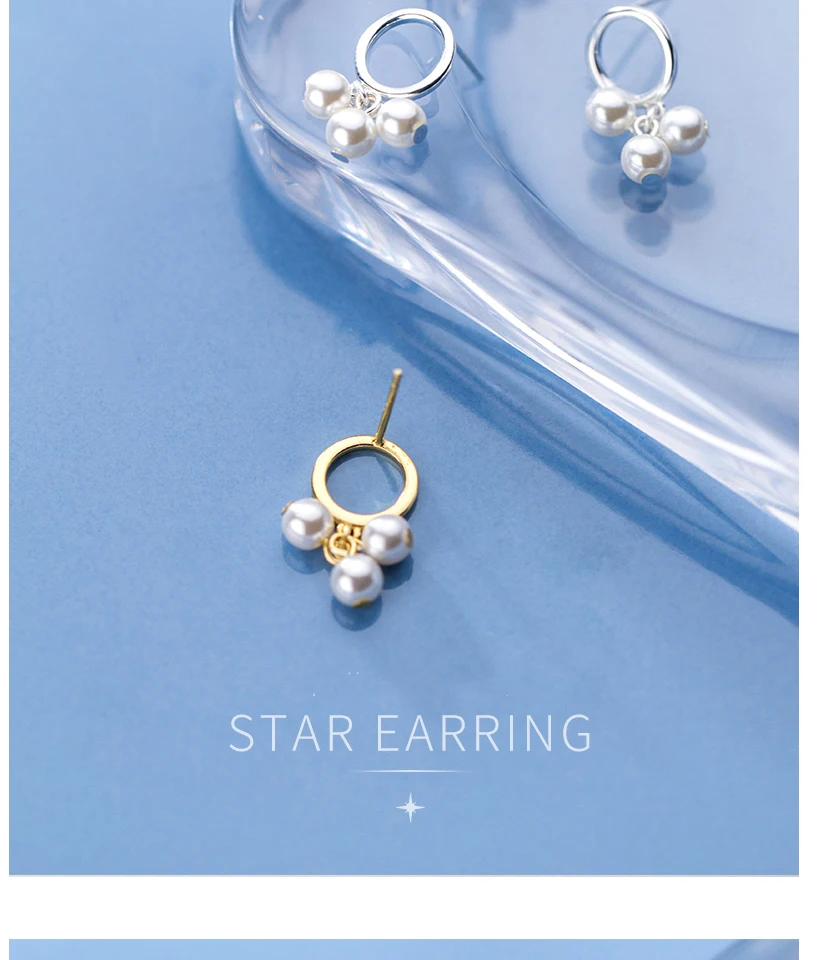 Korea 925 Sterling Silver Round Simulated Pearl Statement Geometric Fashion Drop Earrings For Women Bride Wedding Jewelry Brinco (2)