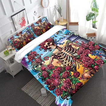 

Gothic style pattern polyester Bedding Set Quilt Cover set with Pillowcases USA Twin Full Queen King Sizes double bedclothes