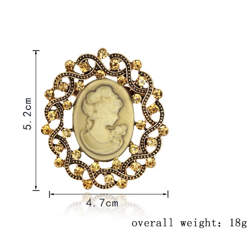 Виктория Античный Золотой Серебряный Винтажная брошь на булавке женская брендовая бижутерия королева Броши с камеей Стразы для женщин Рождественский подарок - Окраска металла: 2