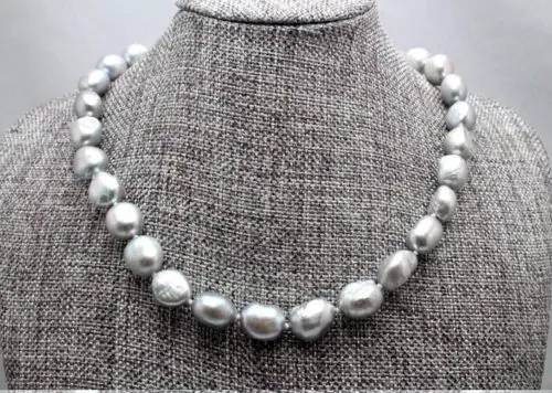 

18INCH 10-11mm BAROQUE GREY NATRURAL FRESHWATER PEARL NECKLACE