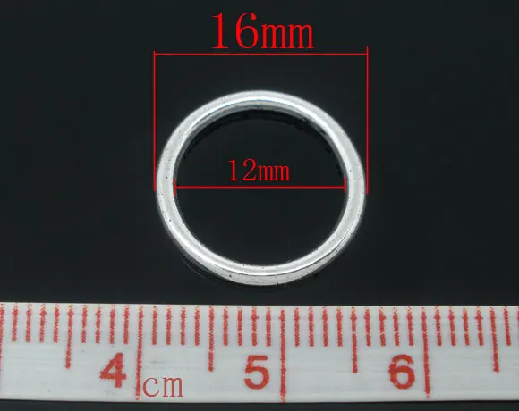 Закрытая пайка из цинкового металлического сплава, Круглые античные серебряные кольца, диаметр 16 мм(5/"), 20 шт