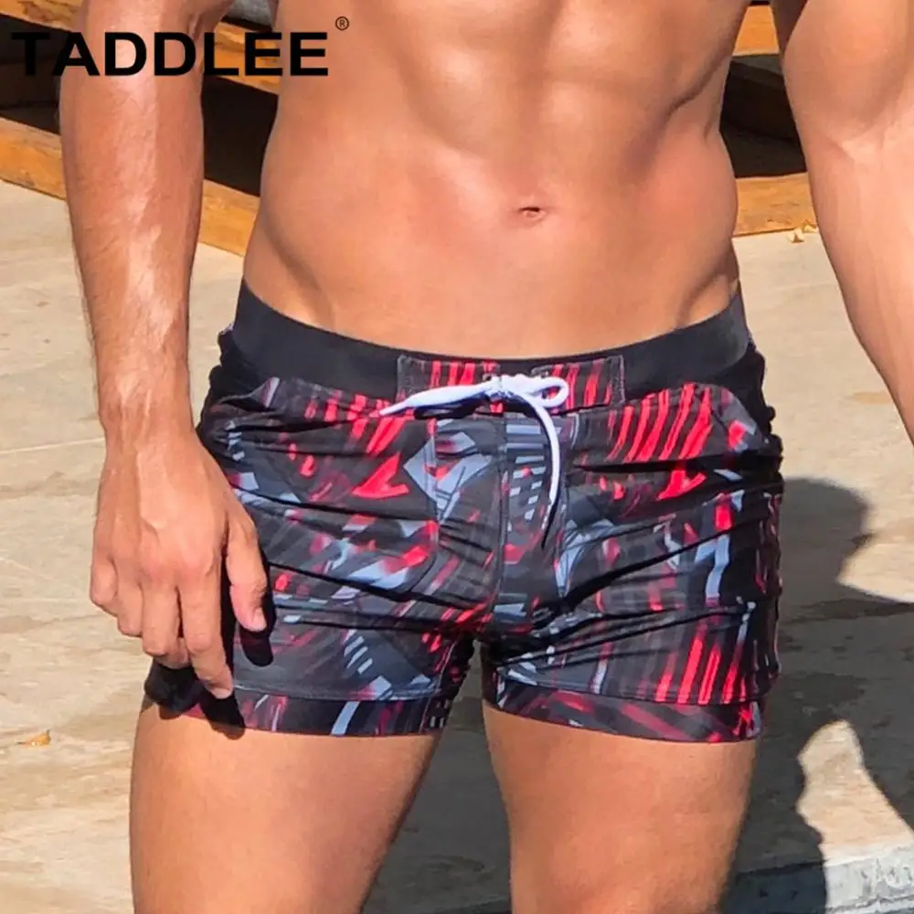 Taddlee sunga masculina sexy de natação boxer cueca acolchoada interna WJ,  Preto, Small 