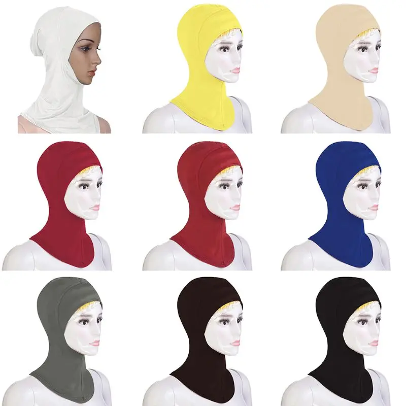 

Women Unisex Modal Full Cover Inner Hijab Cap Islamic Muslim Headscarf Solid Color Underscarf Neck Head Bonnet Hat 10 Colors