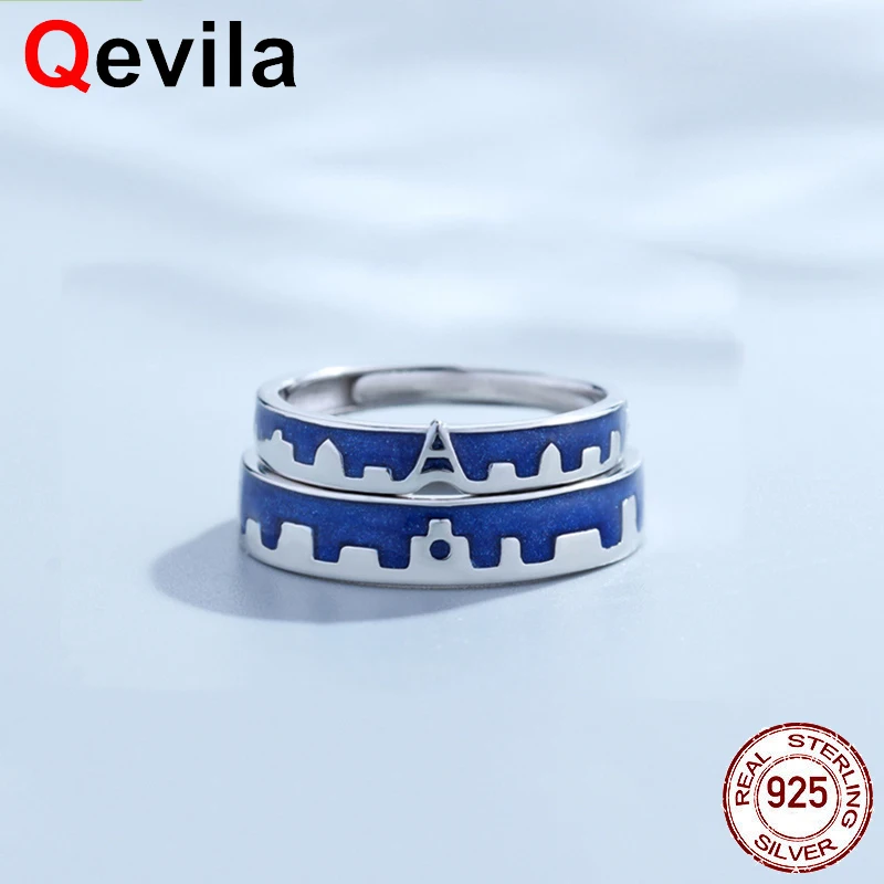 

Qevila Authentic S925 SterlingSilver Ring Adjustable Castle in the Sky Lovers’ Ring Engagement Women‘s Finger Ring Jewelry Bague
